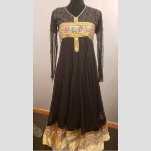 Beautiful Black Salwar Long Anarkali Size Medium
